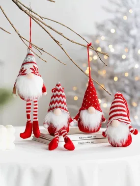 A pair of Santa Claus plush fabric dolls, Santa Claus pendants