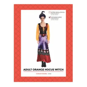 Adult Orange Hocus Witch Costume - Medium - Large