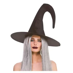 Adults Witch Hat Deluxe Black Velvet Party Fancy Dress