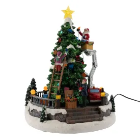 Animated Santa Decorating Tree on Crane