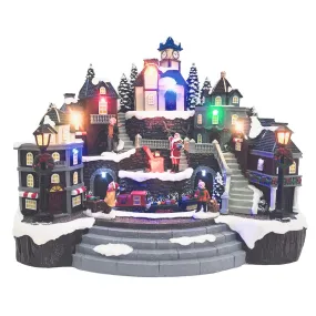 Animated Village with Train & Santa