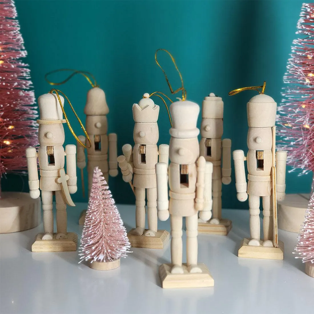 Assorted DIY Unfinished Wood Nutcrackers for Holiday Crafts and Décor, Set of 6