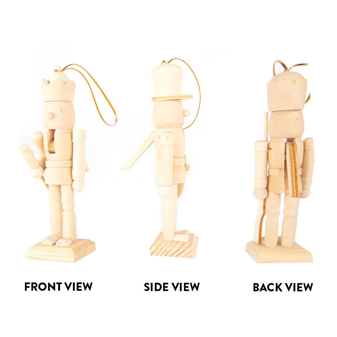 Assorted DIY Unfinished Wood Nutcrackers for Holiday Crafts and Décor, Set of 6