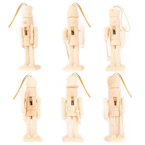Assorted DIY Unfinished Wood Nutcrackers for Holiday Crafts and Décor, Set of 6