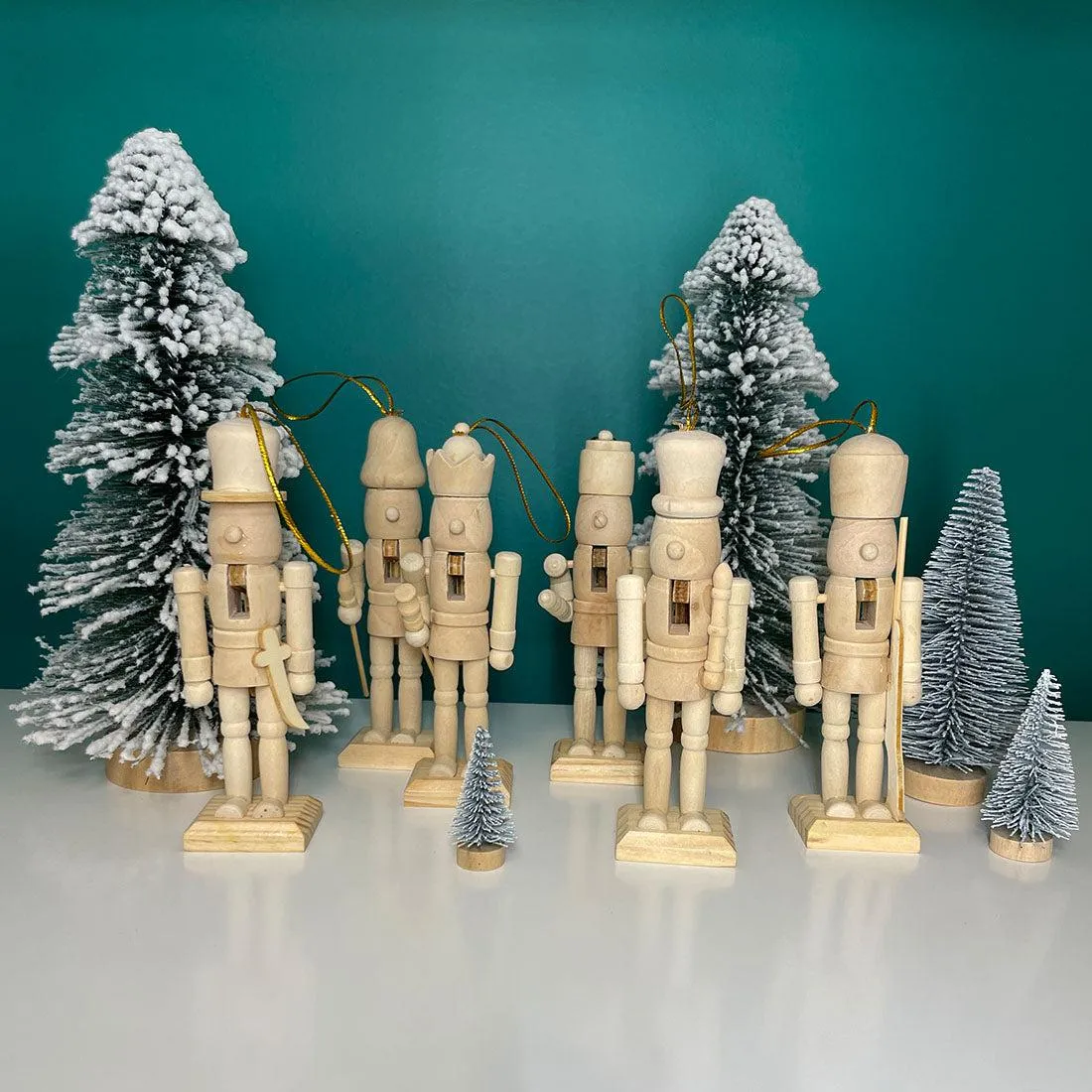 Assorted DIY Unfinished Wood Nutcrackers for Holiday Crafts and Décor, Set of 6