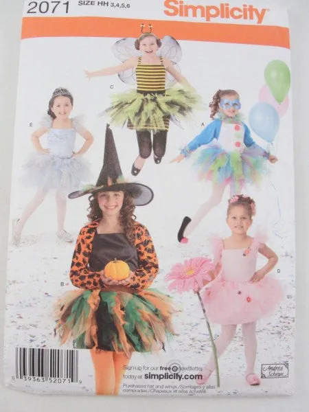 Ballerina bee clown witch tutu Costume pattern Simplicity 2071 size 3-6