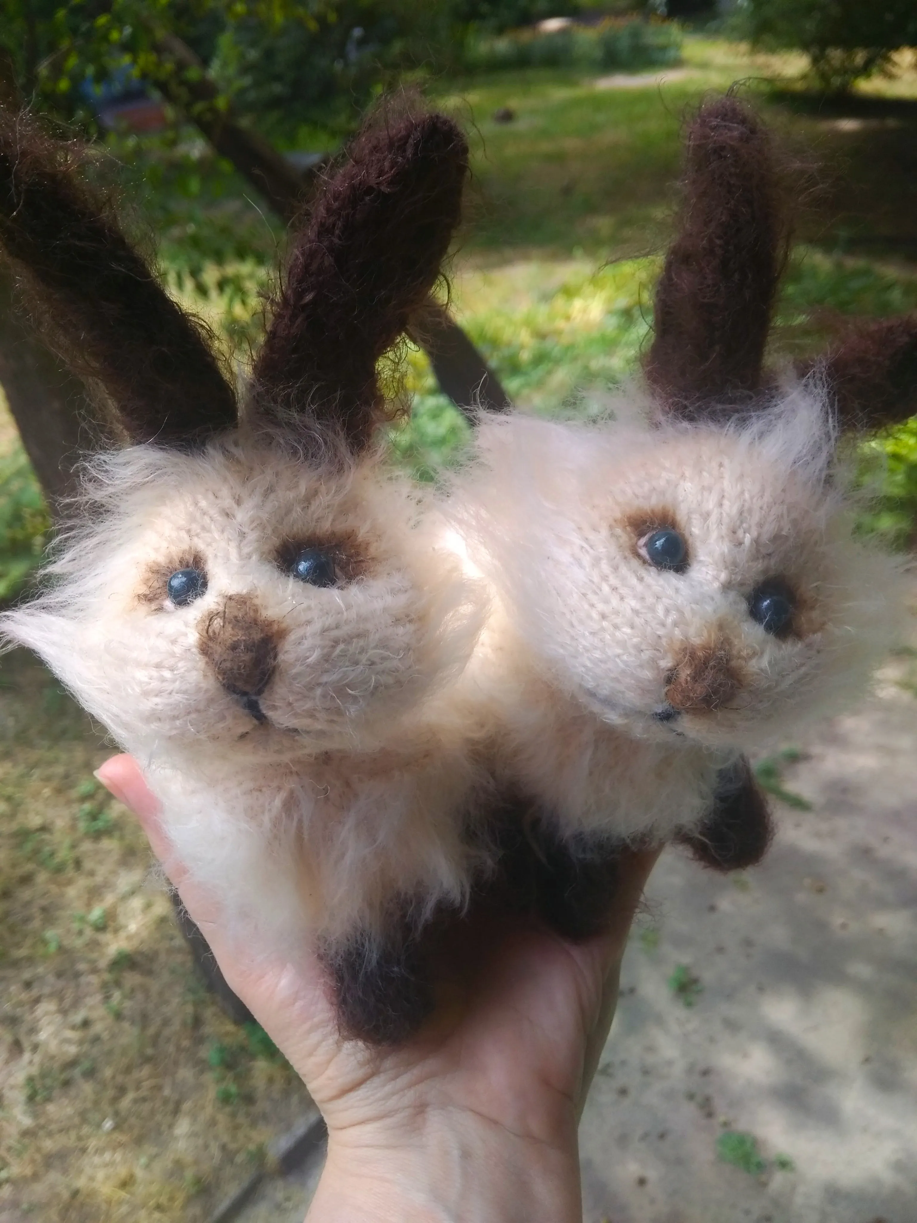 Bunny cute knitted figurines