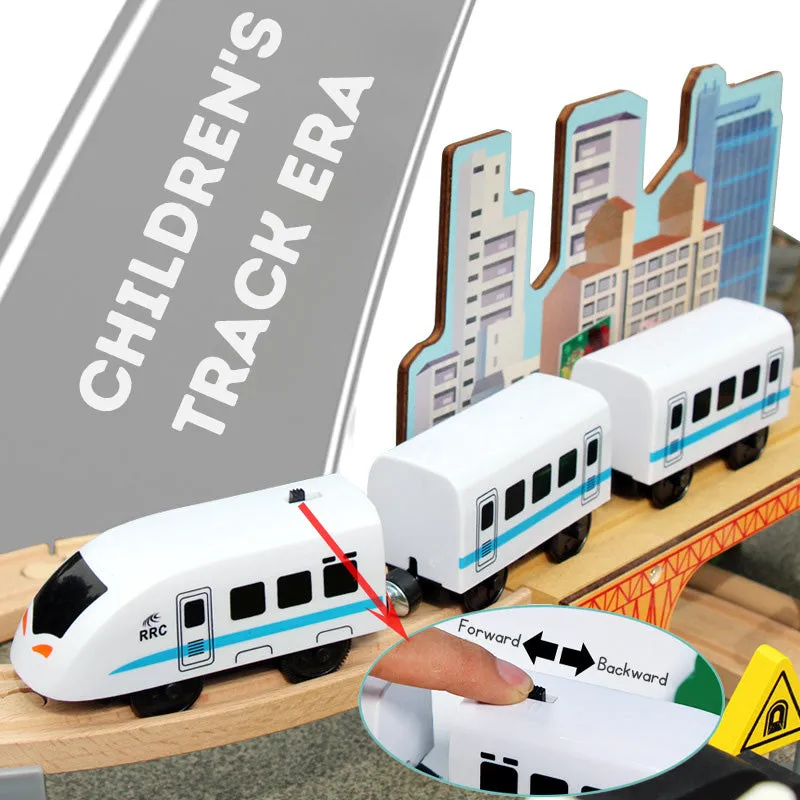 Children's Wooden Toy Train Track Set for a Virtual Traffic City, Educational Puzzle Early Learning Toy Kit
