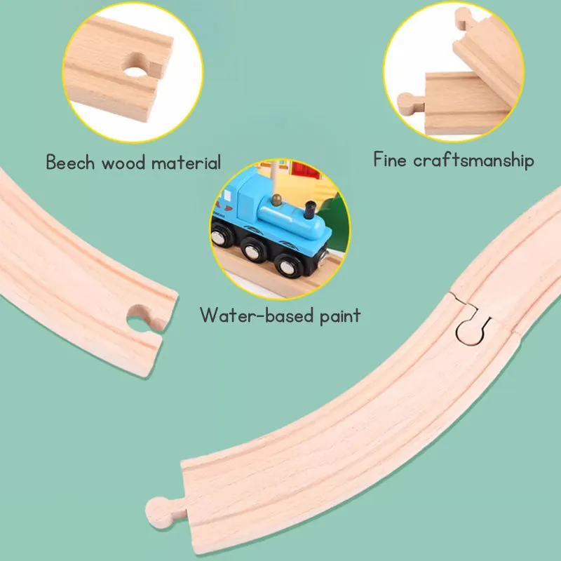 Children's Wooden Toy Train Track Set for a Virtual Traffic City, Educational Puzzle Early Learning Toy Kit