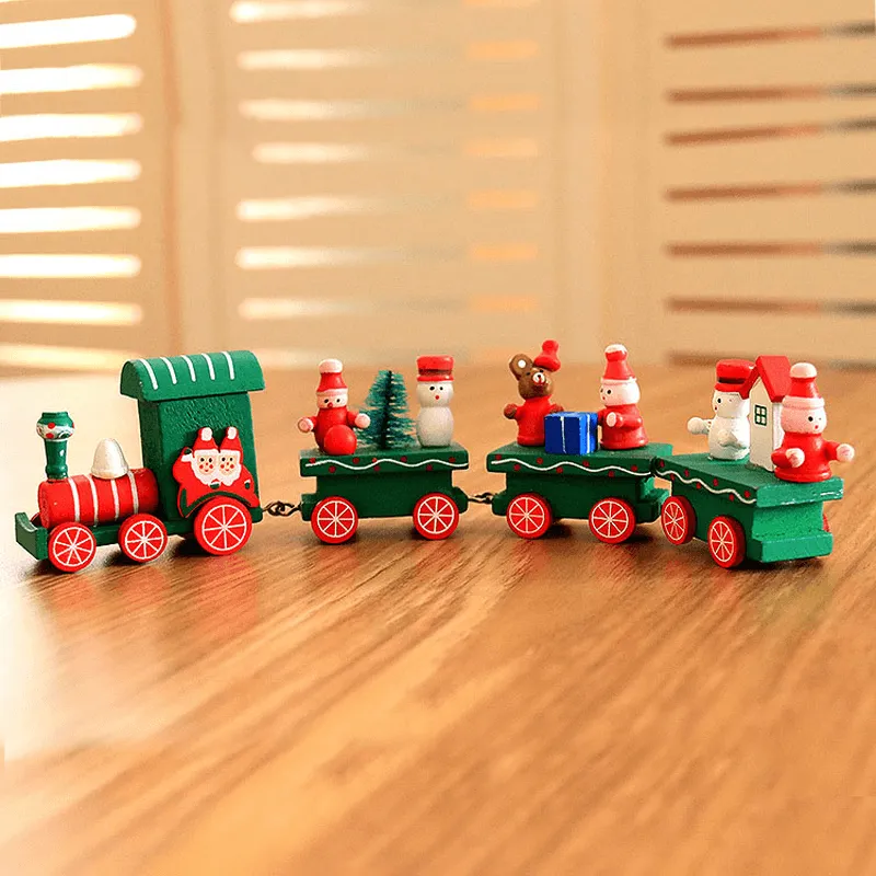 Christmas Wood Train Christmas Decorations Decor Innovative Gift for Children Diecasts Toy Vehic
