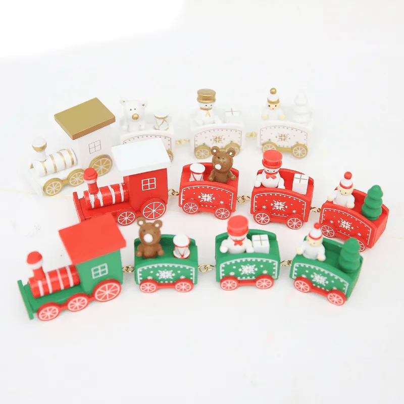 Christmas Wood Train Christmas Decorations Decor Innovative Gift for Children Diecasts Toy Vehic