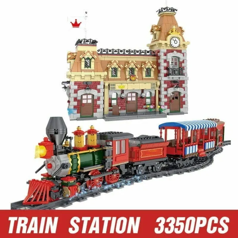 City Street MOC RC Motorized Train Station Bricks Toys