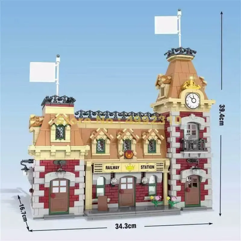 City Street MOC RC Motorized Train Station Bricks Toys