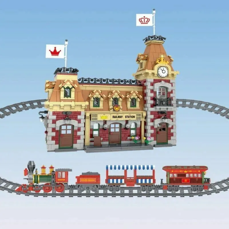 City Street MOC RC Motorized Train Station Bricks Toys