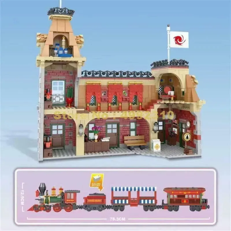 City Street MOC RC Motorized Train Station Bricks Toys
