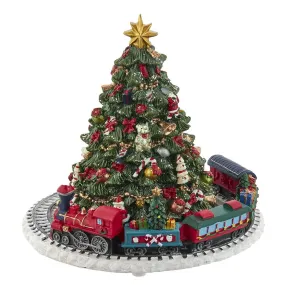 classic Kurt Adler 6-Inch Christmas Tree with Revolving Train Music Box