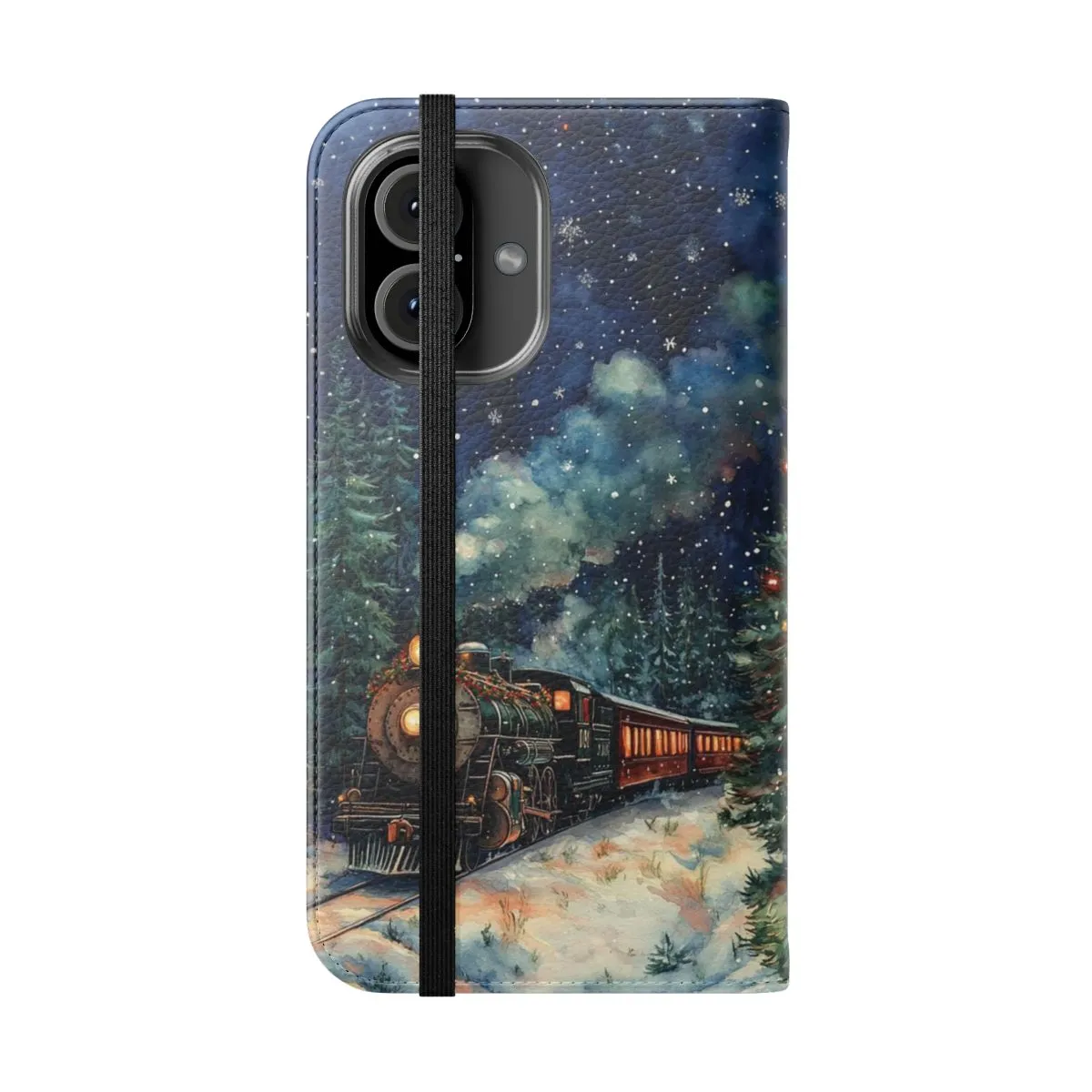 Cozy Christmas Train Flip Phone Case for Winter