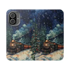 Cozy Christmas Train Flip Phone Case for Winter