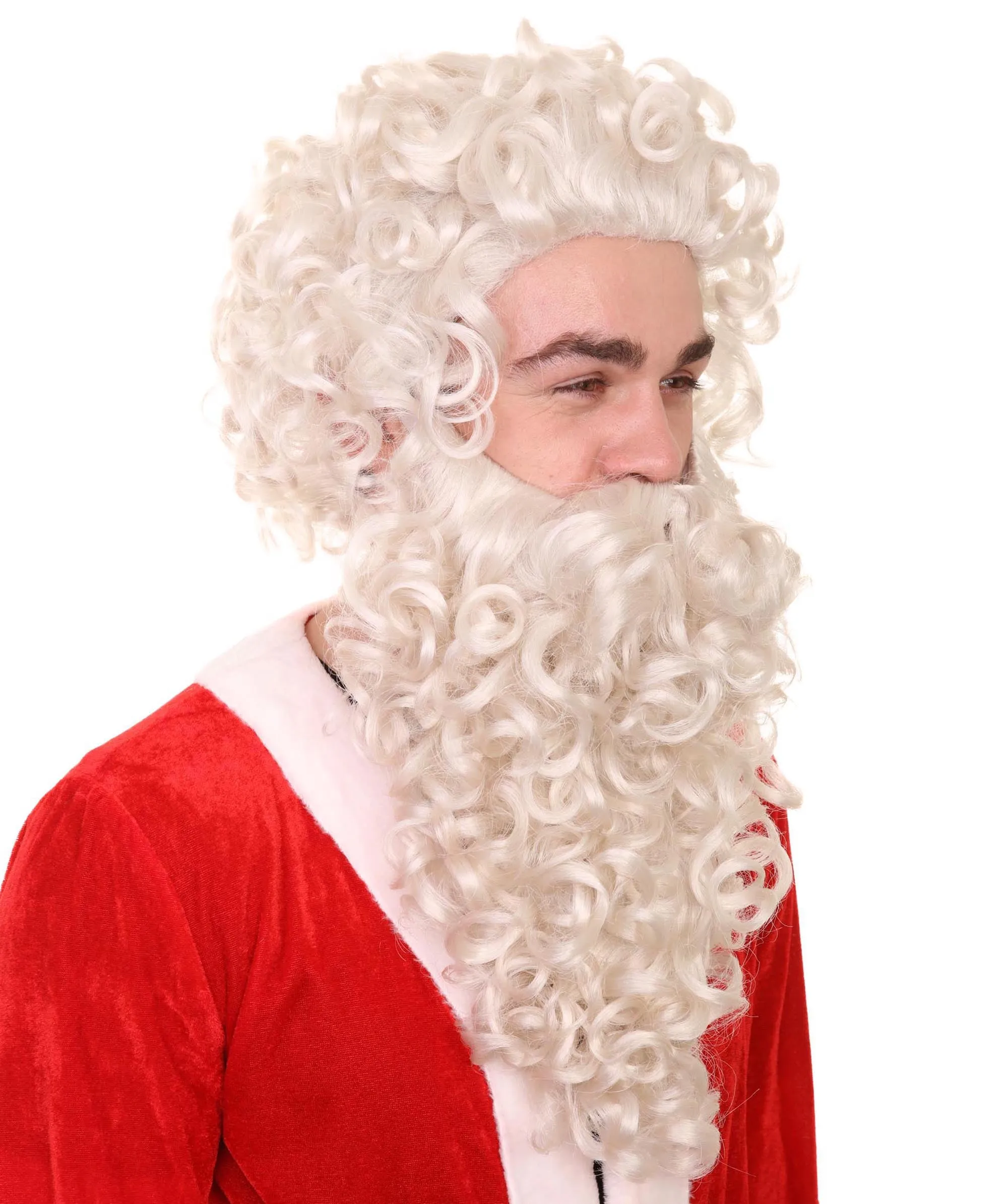 Curly Santa Claus Wig & Beard Set | Premium Breathable Capless Cap