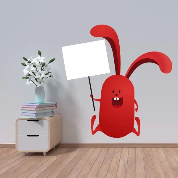 Easter Bunny Holding Sign Sticker