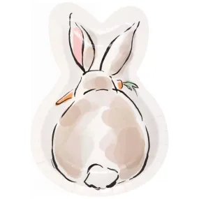 Easter Dainty Large Bunny Shaped Lunch Paper Plates 9" | 8 Count