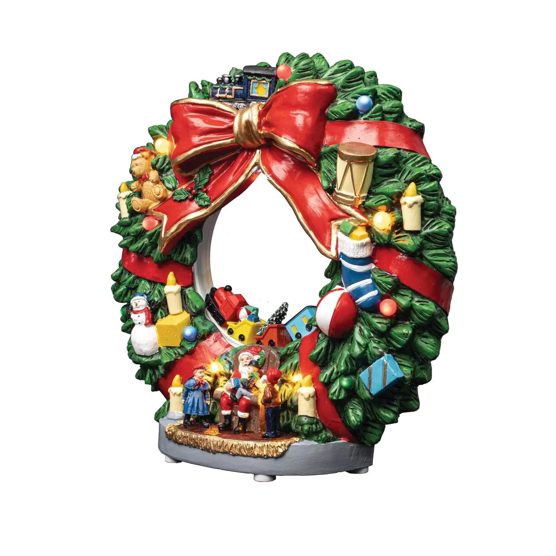 FG Square Animated Wreath - Christmas Village Accessory