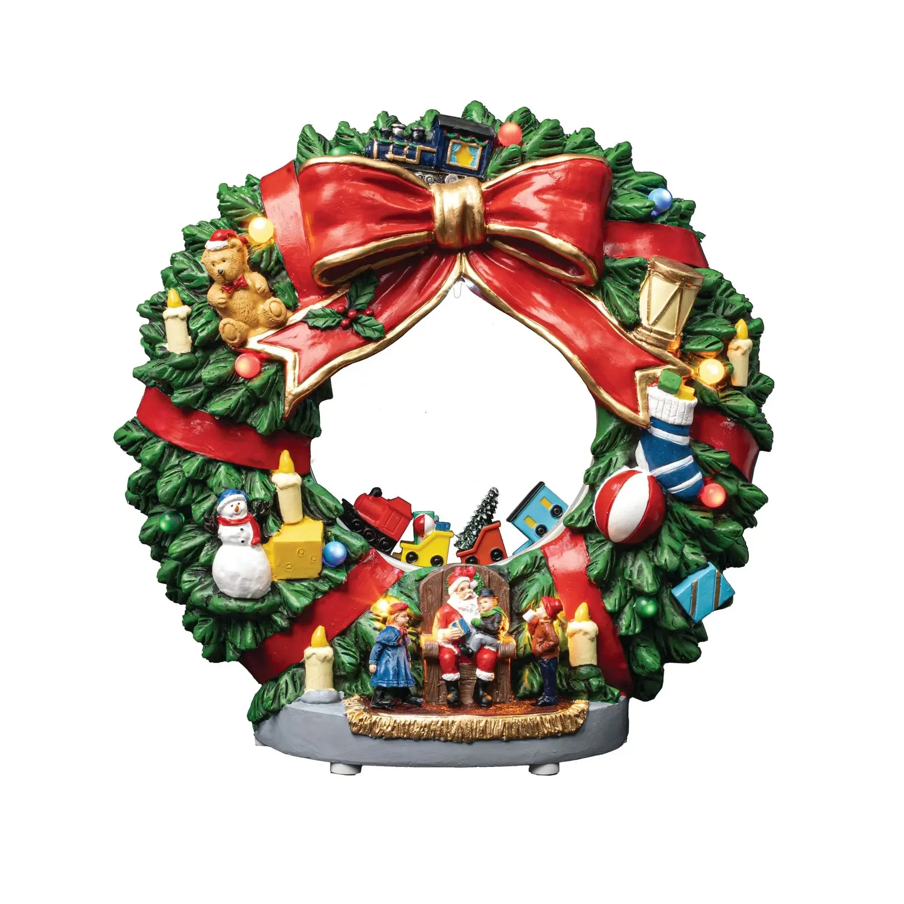 FG Square Animated Wreath - Christmas Village Accessory
