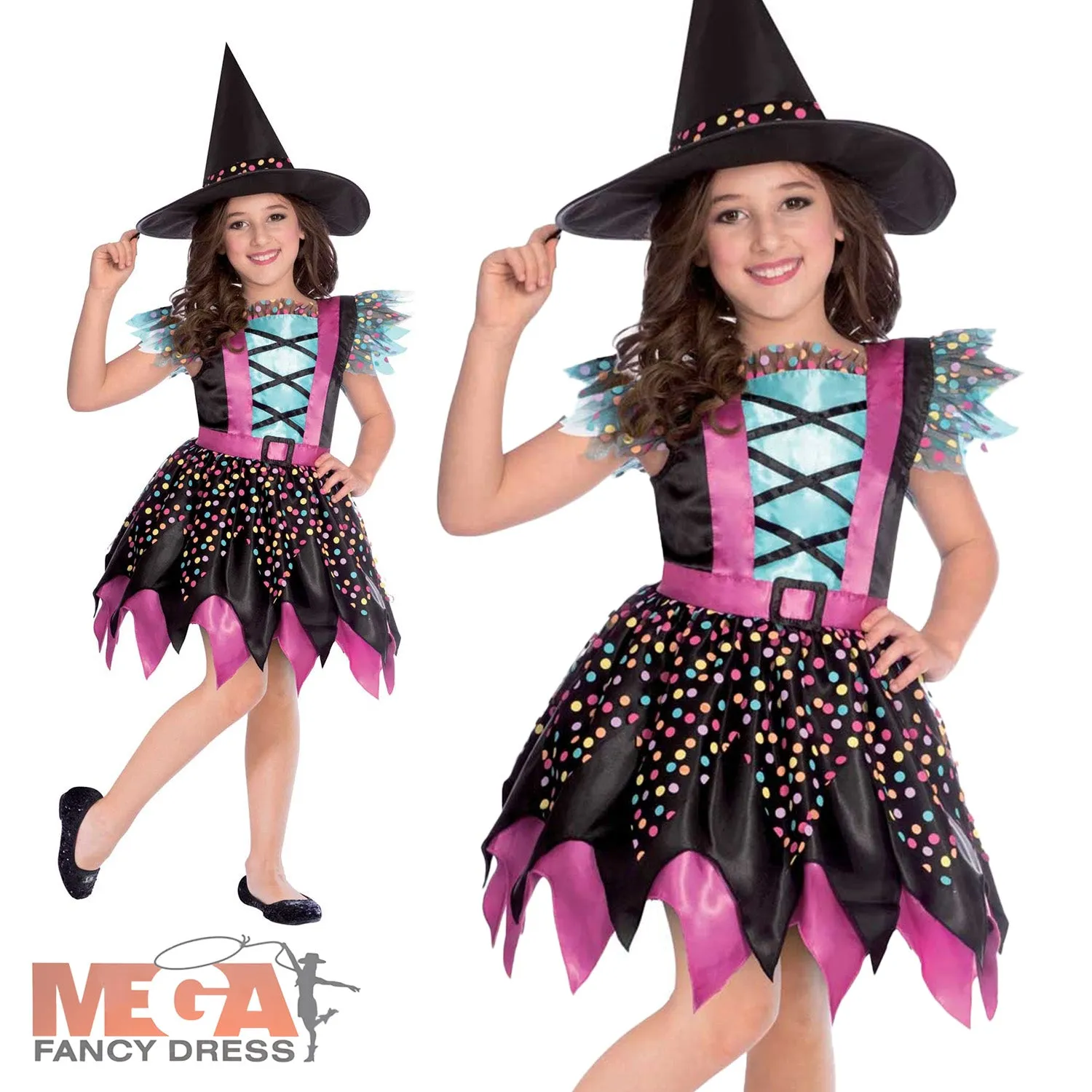 Girls Spotted Skirt Witch Halloween Costume