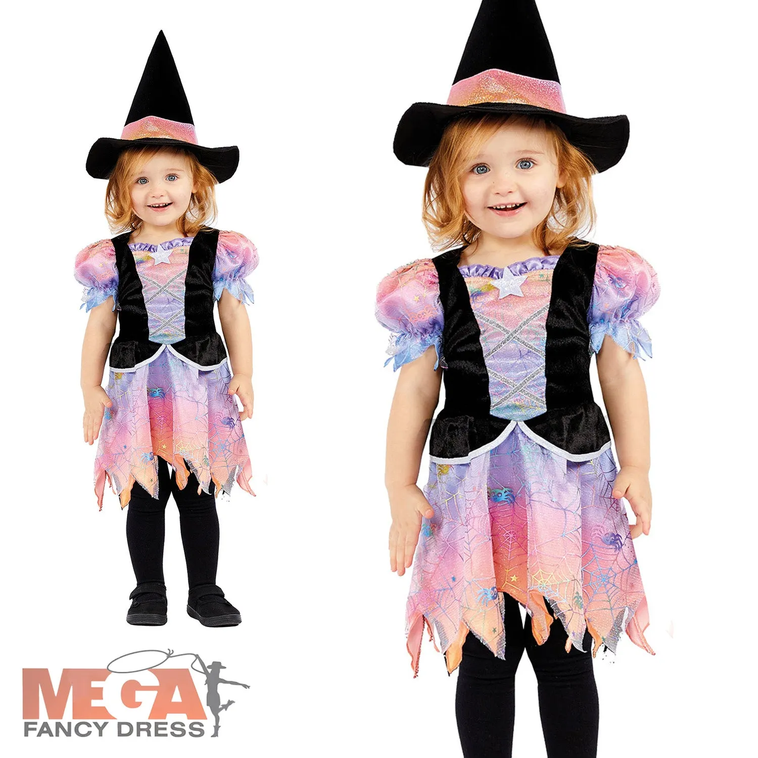 Girls Toddler Ombre Witch Halloween Fancy Dress Witches Costume