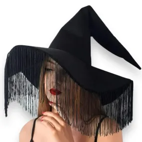 Halloween Black Fringe Witch Hat