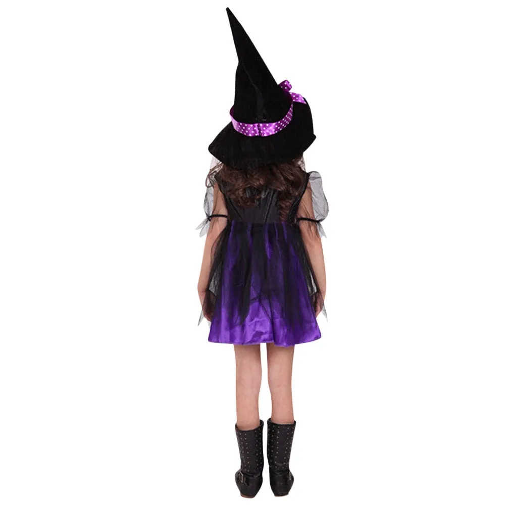 Halloween Costumes for Girls Children girls Cosplay Witch Halloween Costumes For Girls Party Witch Dress With Hat
