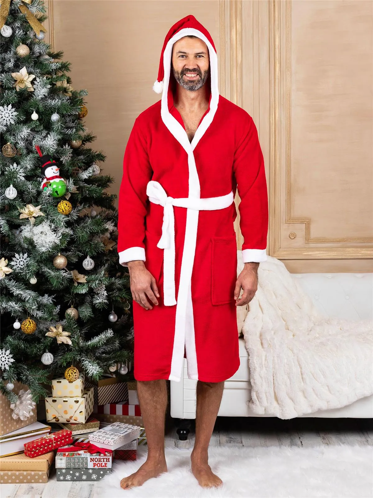 Intimo Men's Hooded Family Pajama Santa Robe