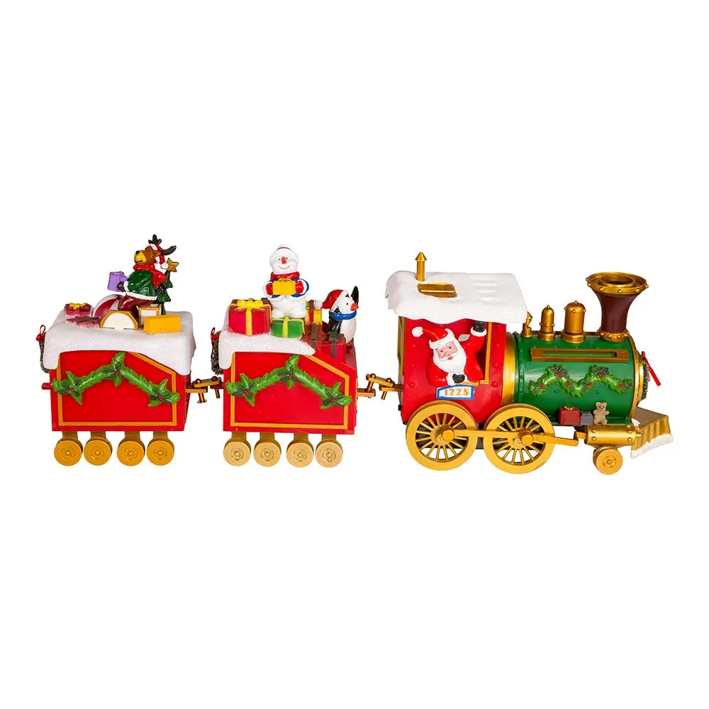 Kurt Adler 19.7-Inch Battery-Operated Light Up Musical Santa Train Set, 3 Piece Set