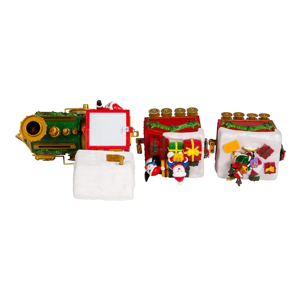Kurt Adler 19.7-Inch Battery-Operated Light Up Musical Santa Train Set, 3 Piece Set