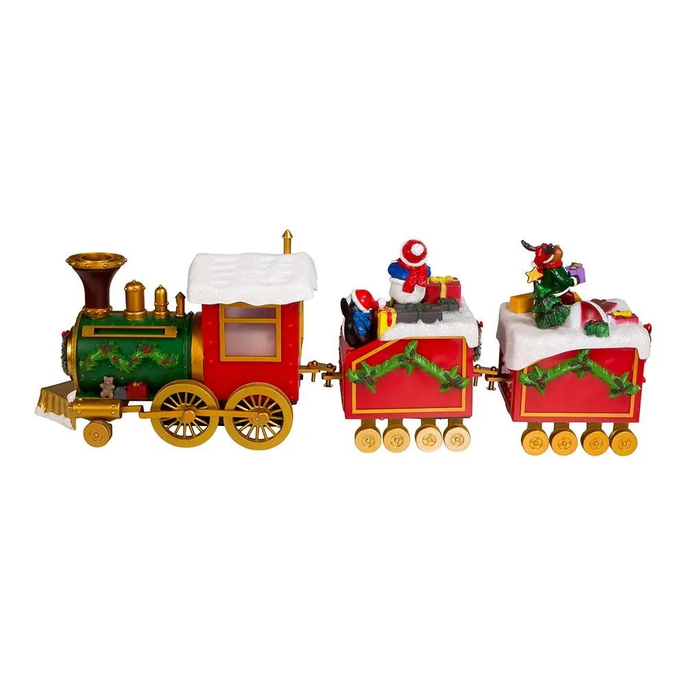 Kurt Adler 19.7-Inch Battery-Operated Light Up Musical Santa Train Set, 3 Piece Set