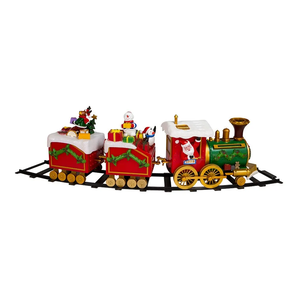 Kurt Adler 19.7-Inch Battery-Operated Light Up Musical Santa Train Set, 3 Piece Set