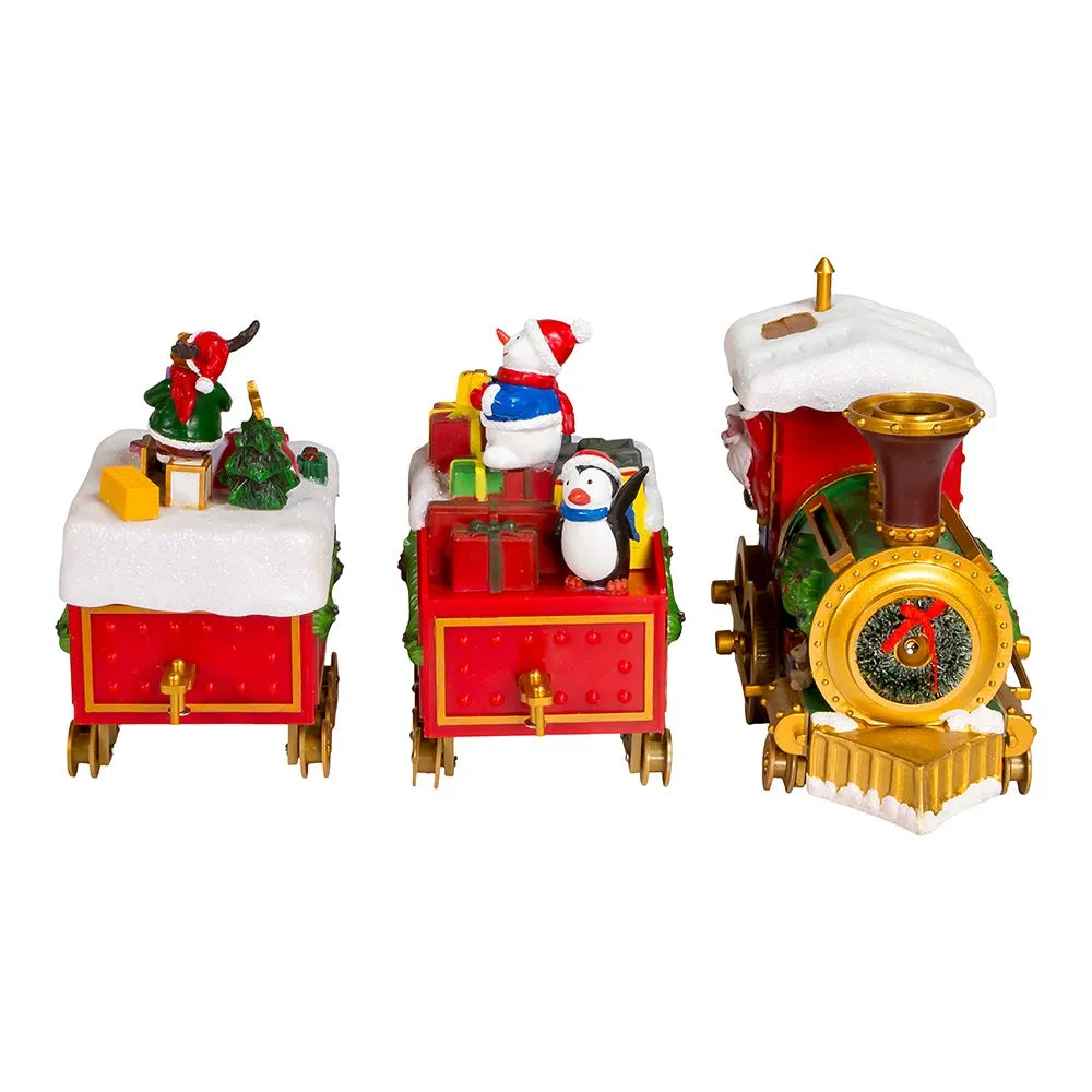 Kurt Adler 19.7-Inch Battery-Operated Light Up Musical Santa Train Set, 3 Piece Set