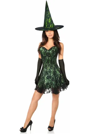 Lavish 3 PC Green Lace Corset Dress Costume
