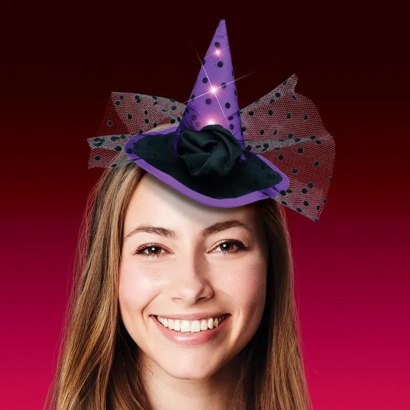 Magic Seasons Multicoloured 5 in. Prelit Witch Hat Headbands Halloween Decor
