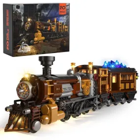 MOC NON  Steampunk Ore Train LED Light Building Blocks, Building Bricks Set -1056 Pieces for Adults and Teens