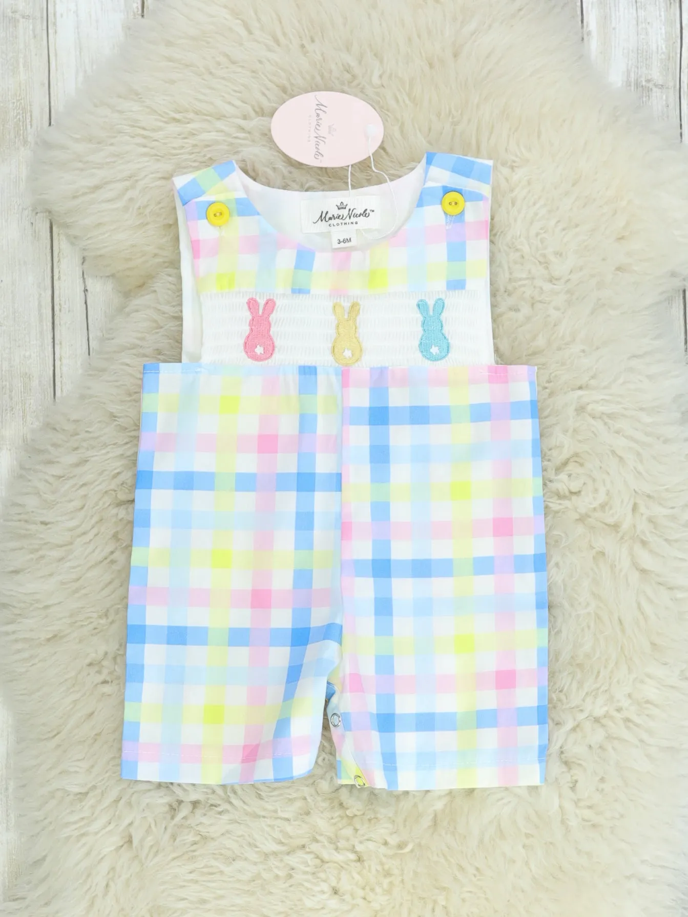 Pastel Bunny Smocked Johnny