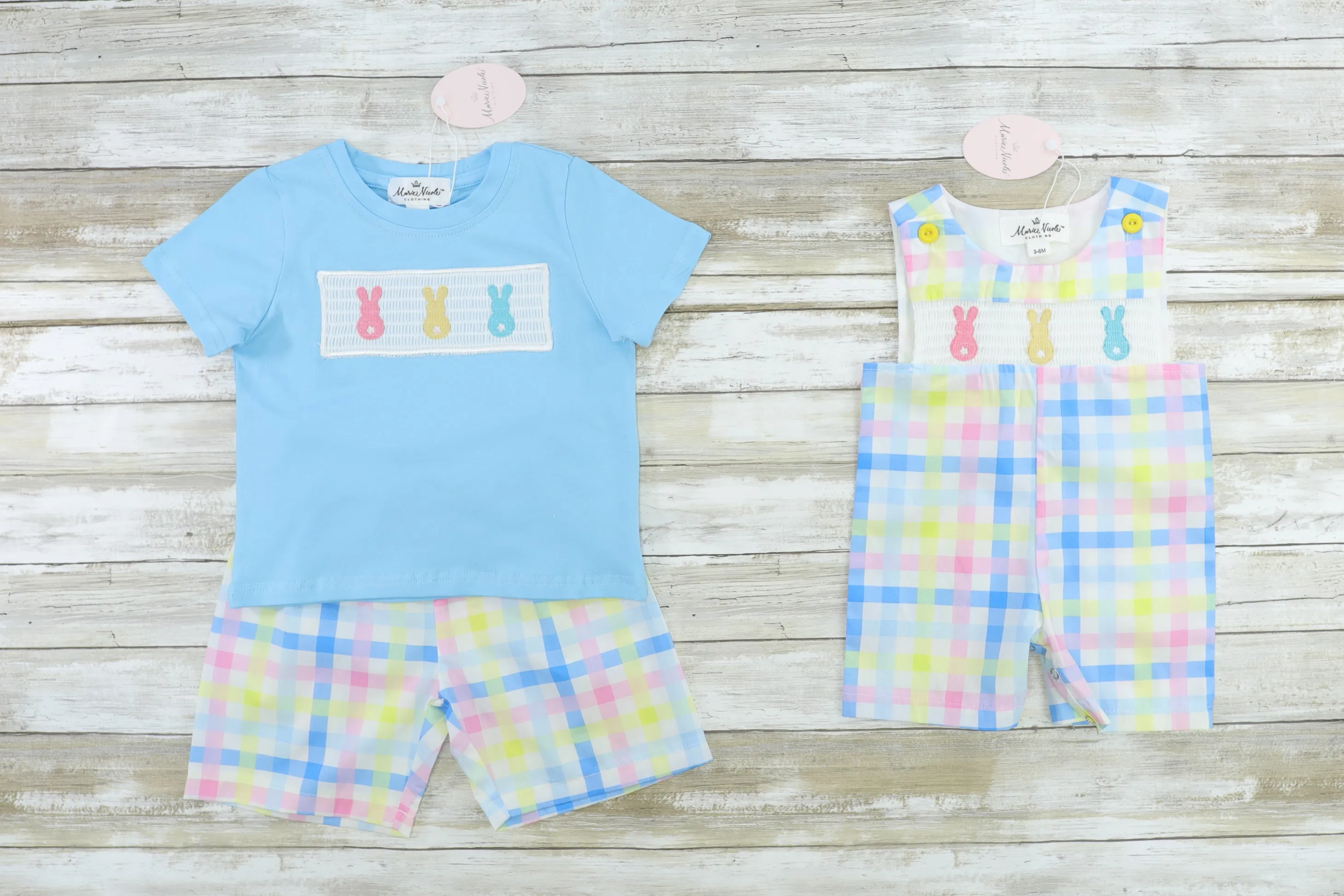 Pastel Bunny Smocked Johnny