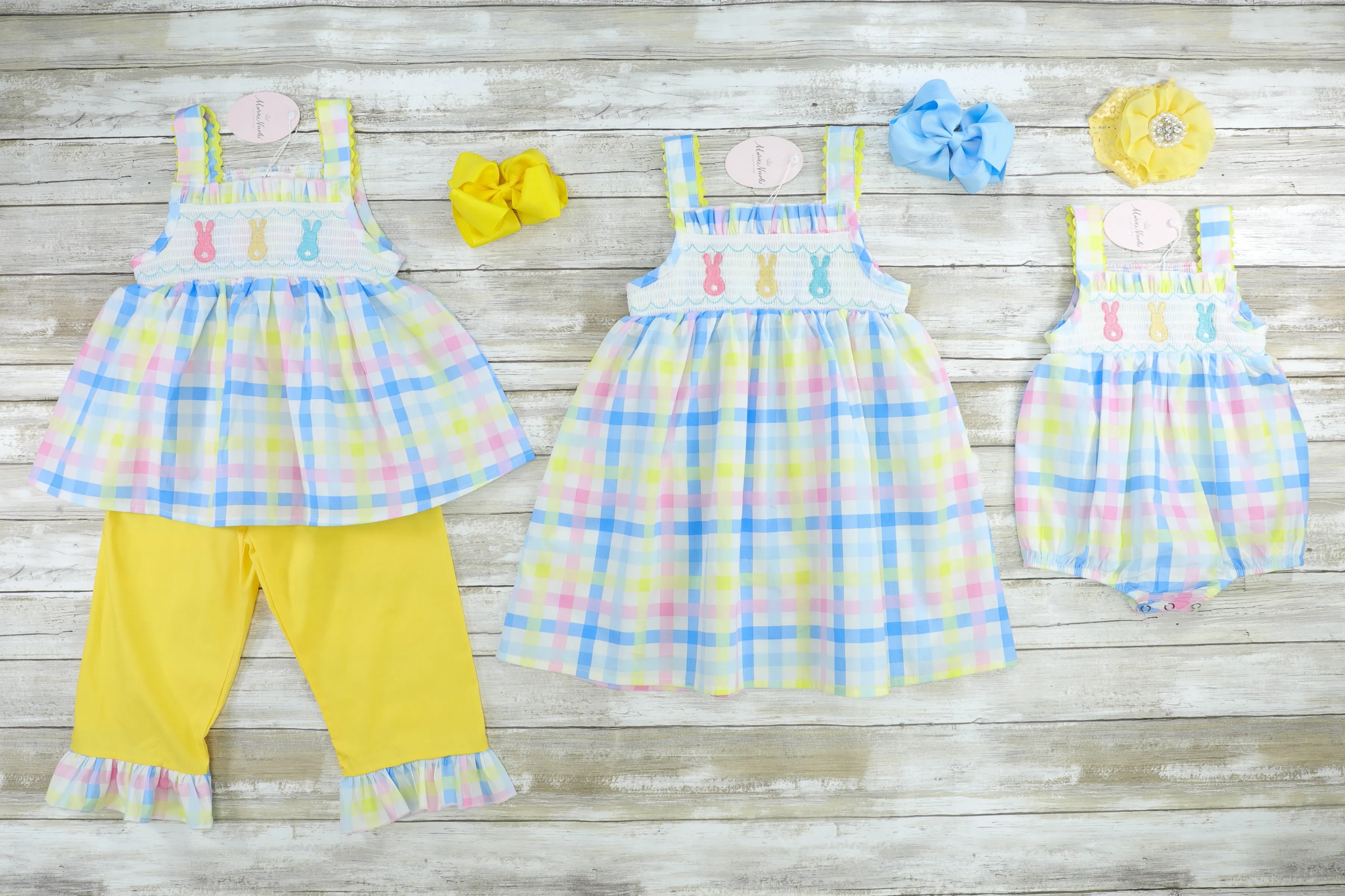 Pastel Bunny Smocked Johnny