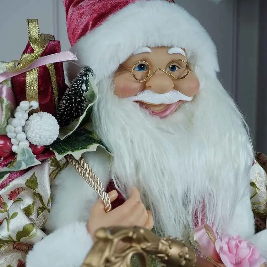 Pastel Pink Mint Green Santa Claus Self Standing Ornament Decoration | 10 x 32 inches