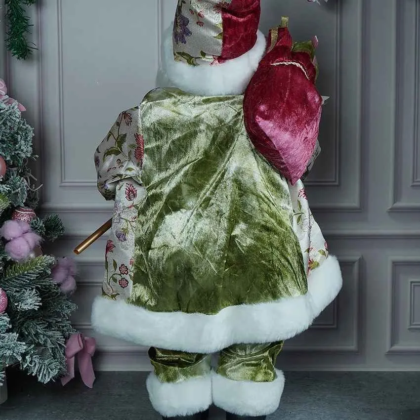 Pastel Pink Mint Green Santa Claus Self Standing Ornament Decoration | 10 x 32 inches