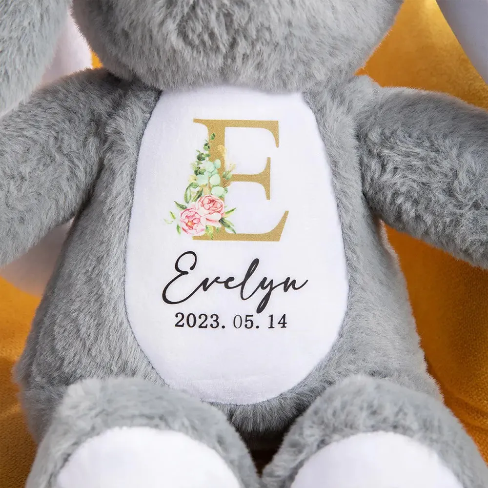Personalised Easter Plush Initial & Name Bunny- Peter Rabbit or Roses