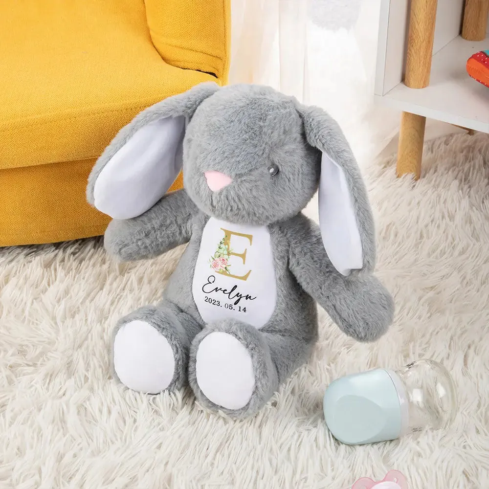 Personalised Easter Plush Initial & Name Bunny- Peter Rabbit or Roses