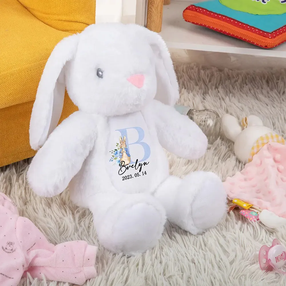 Personalised Easter Plush Initial & Name Bunny- Peter Rabbit or Roses