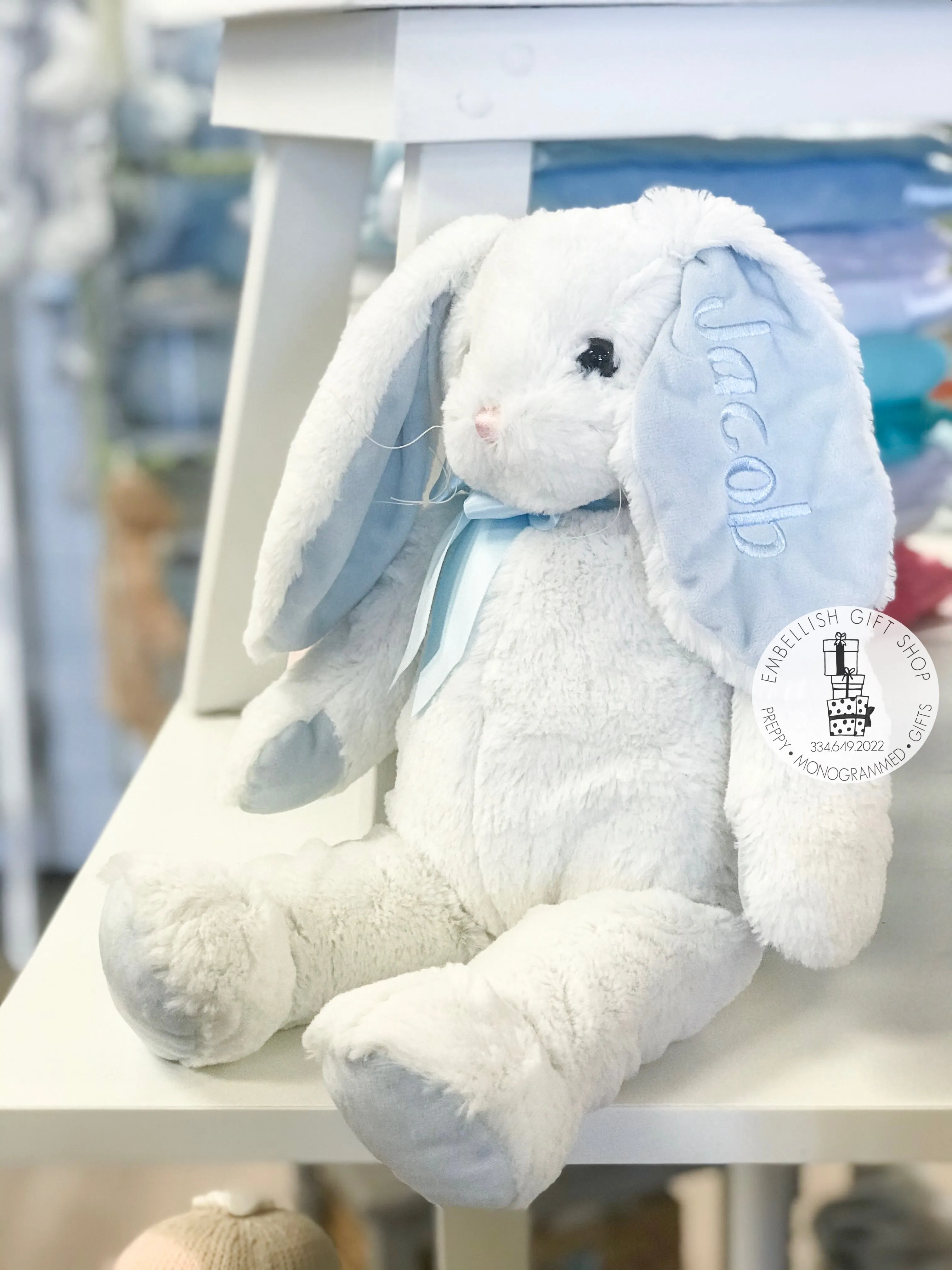 Personalized Bunny  Blue Or Pink