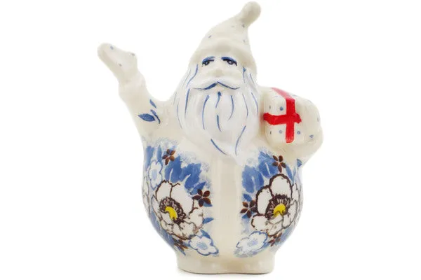 Polish Pottery 4" Santa Claus Figurine Pansy Parade UNIKAT